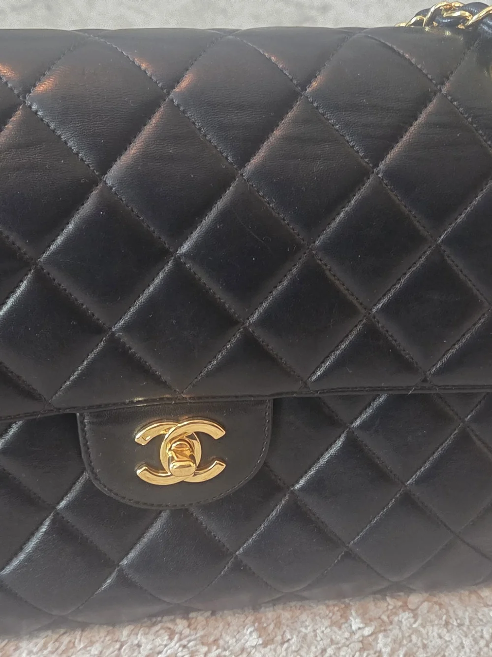 CHANEL 1996-1997 Both Side Classic Flap Jumbo Black Lambskin